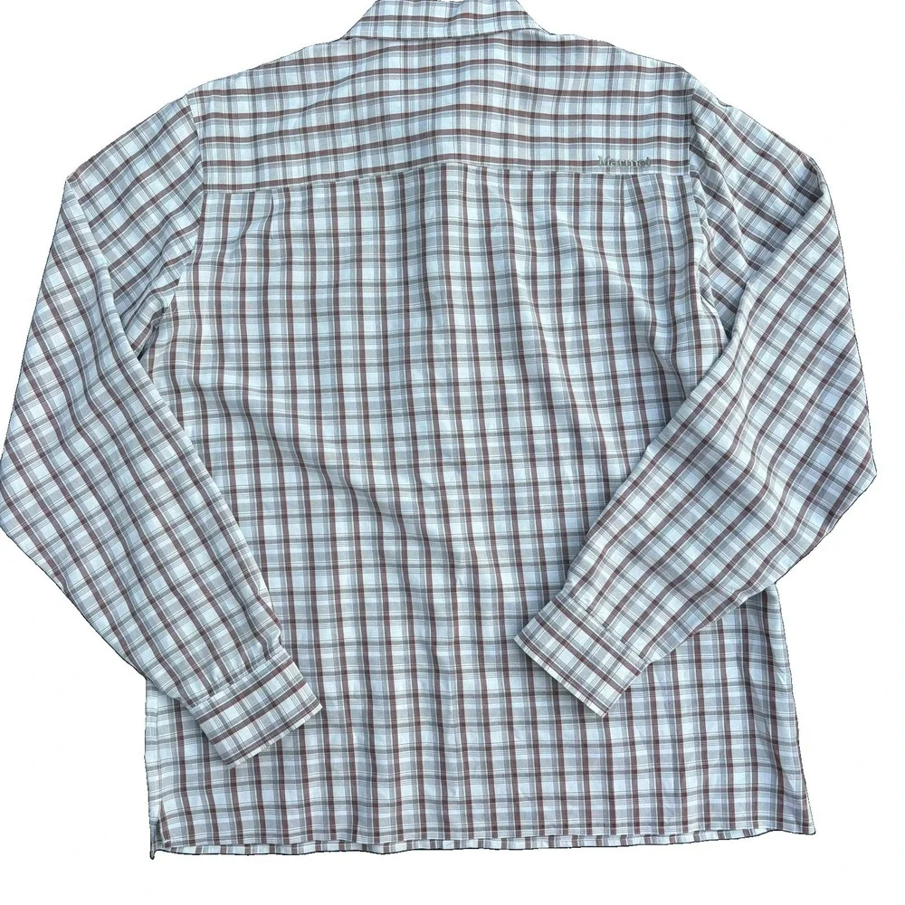 Marmot Shirt Mens Large Red grey Plaid Flannel Button Down Long Sleeve